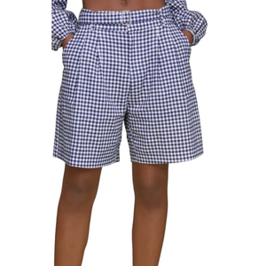 🛼Avec Les Filles Navy and White Gingham Shorts with belt size 0 NWT